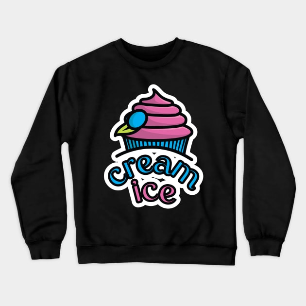 Summer Ice Cream Cup Sticker vector illustration. Summer food and ice cream object icon concept. Ice cream paper cup sticker vector design with shadow. Crewneck Sweatshirt by AlviStudio